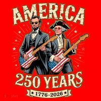 America 250 Years 1776-2026 Funny Lincoln Washington Rock And Roll Santa Hat thumb 1
