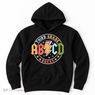 Abcd 3rd Grade Rocks Pencil Lightning Teachers Rock Hoodie