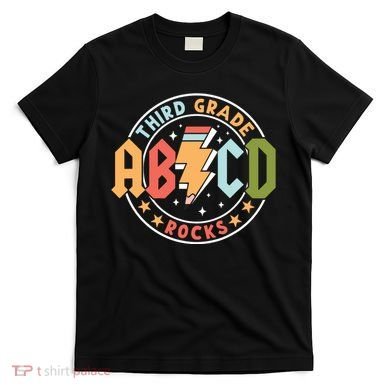 Abcd 3rd Grade Rocks Pencil Lightning Teachers Rock T-Shirt