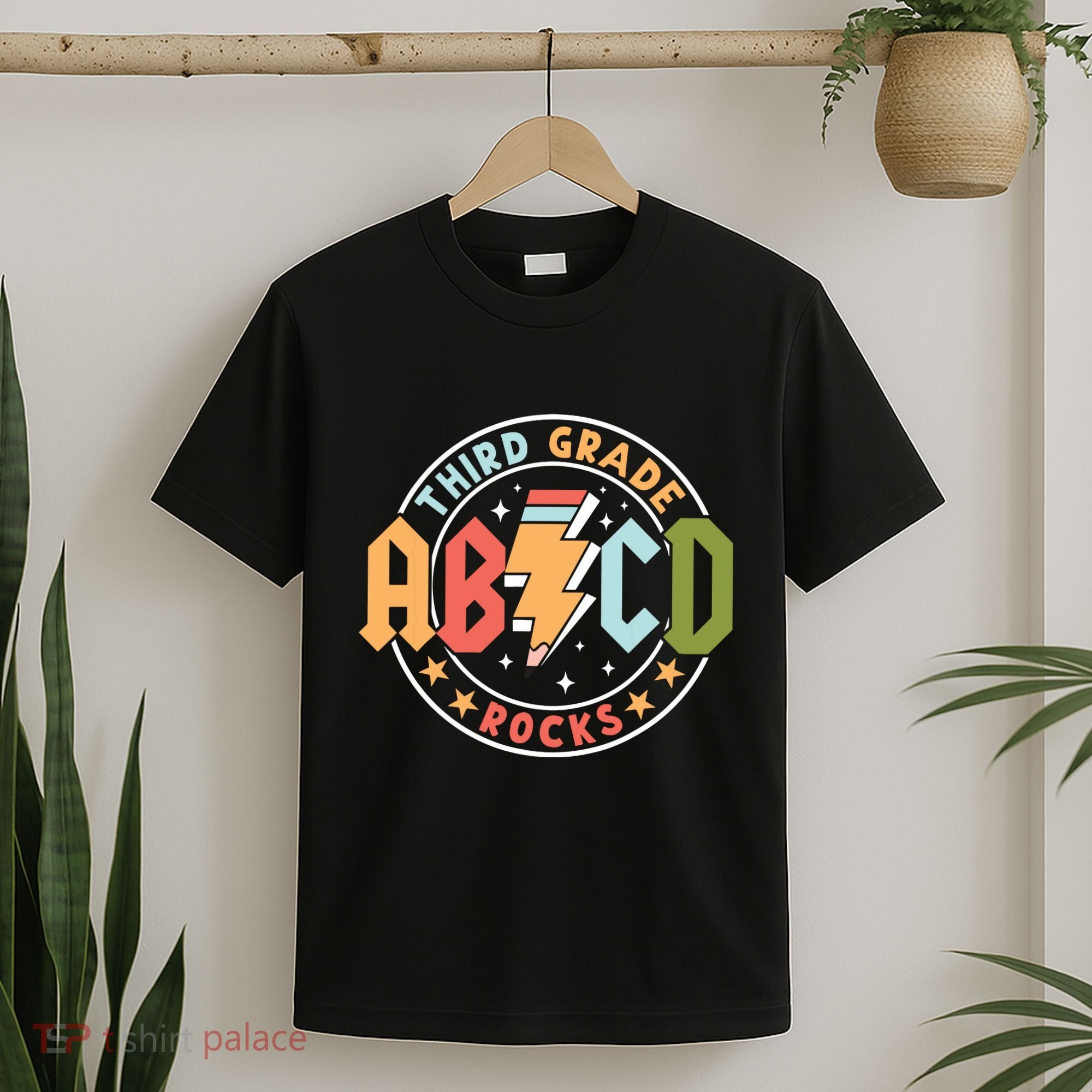 Abcd 3rd Grade Rocks Pencil Lightning Teachers Rock T-Shirt