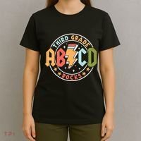 Abcd 3rd Grade Rocks Pencil Lightning Teachers Rock T-Shirt thumb 4