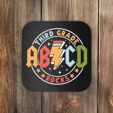 Abcd 3rd Grade Rocks Pencil Lightning Teachers Rock Coaster
