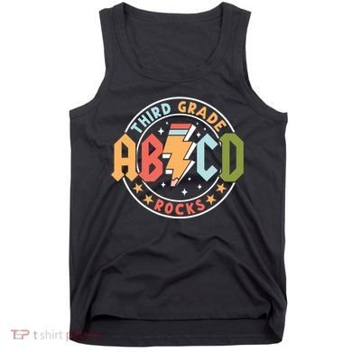 Abcd 3rd Grade Rocks Pencil Lightning Teachers Rock Tank Top