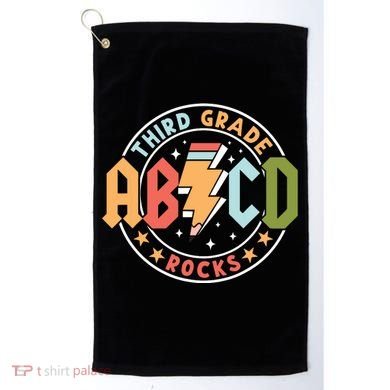 Abcd 3rd Grade Rocks Pencil Lightning Teachers Rock Golf Towel