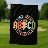 Abcd 3rd Grade Rocks Pencil Lightning Teachers Rock Golf Towel thumb 1