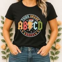 Abcd 3rd Grade Rocks Pencil Lightning Teachers Rock Women's T-Shirt thumb 2