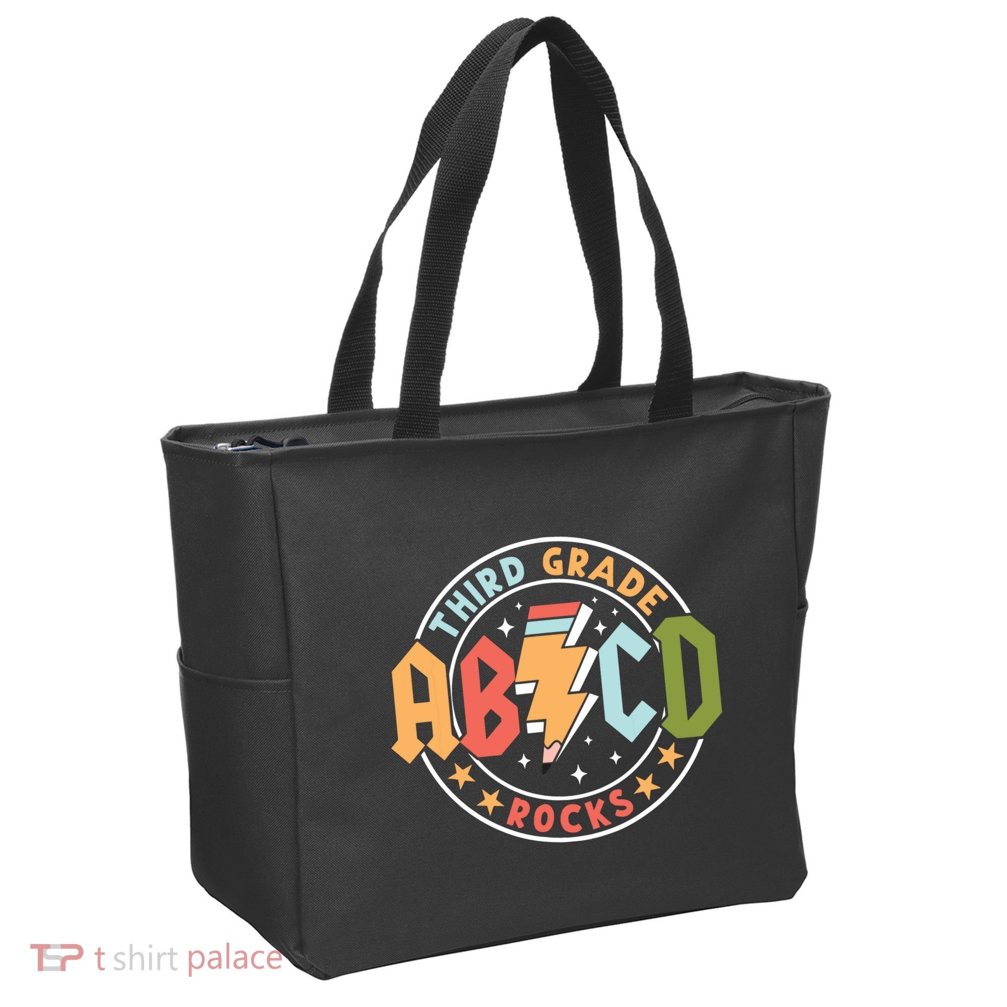 Abcd 3rd Grade Rocks Pencil Lightning Teachers Rock Tote Bag
