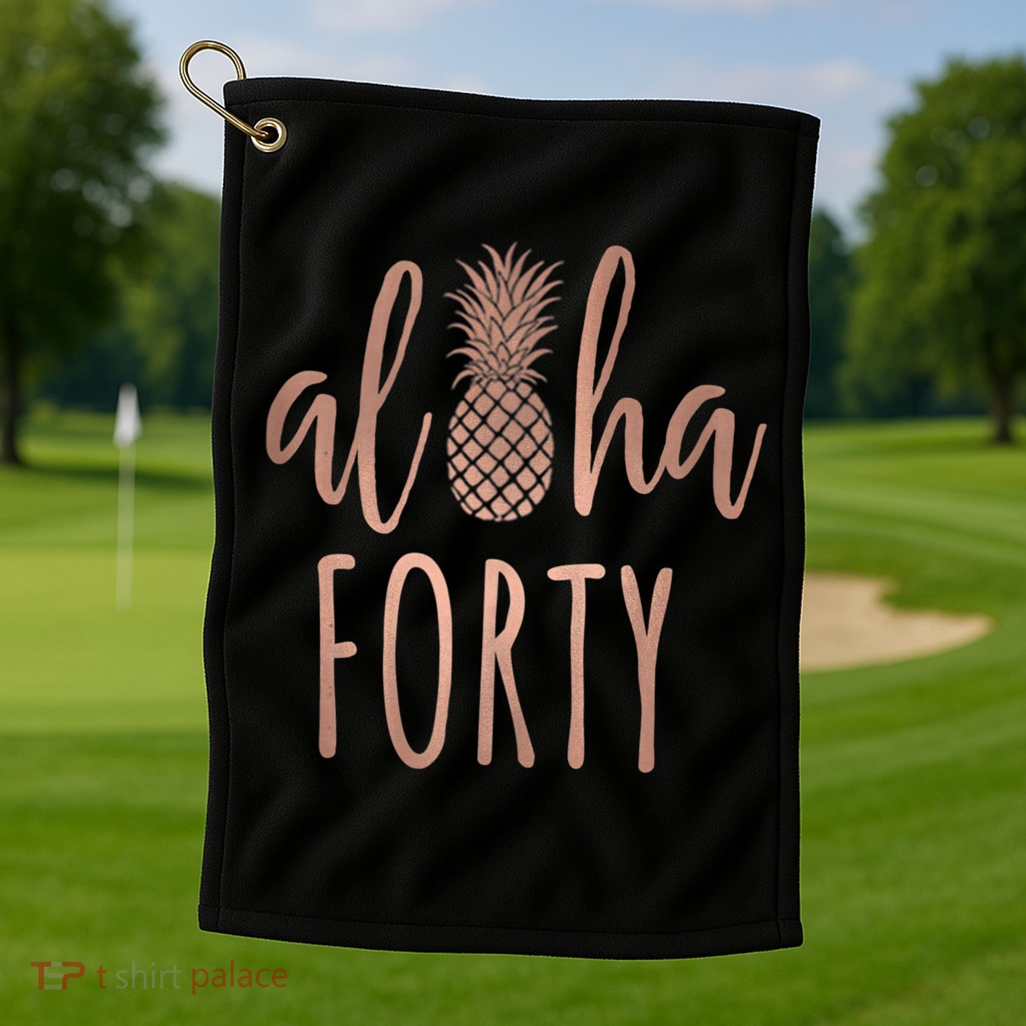 Aloha 40 Forty ~ Happy Birthday 40th Gift for Her Golf Towel