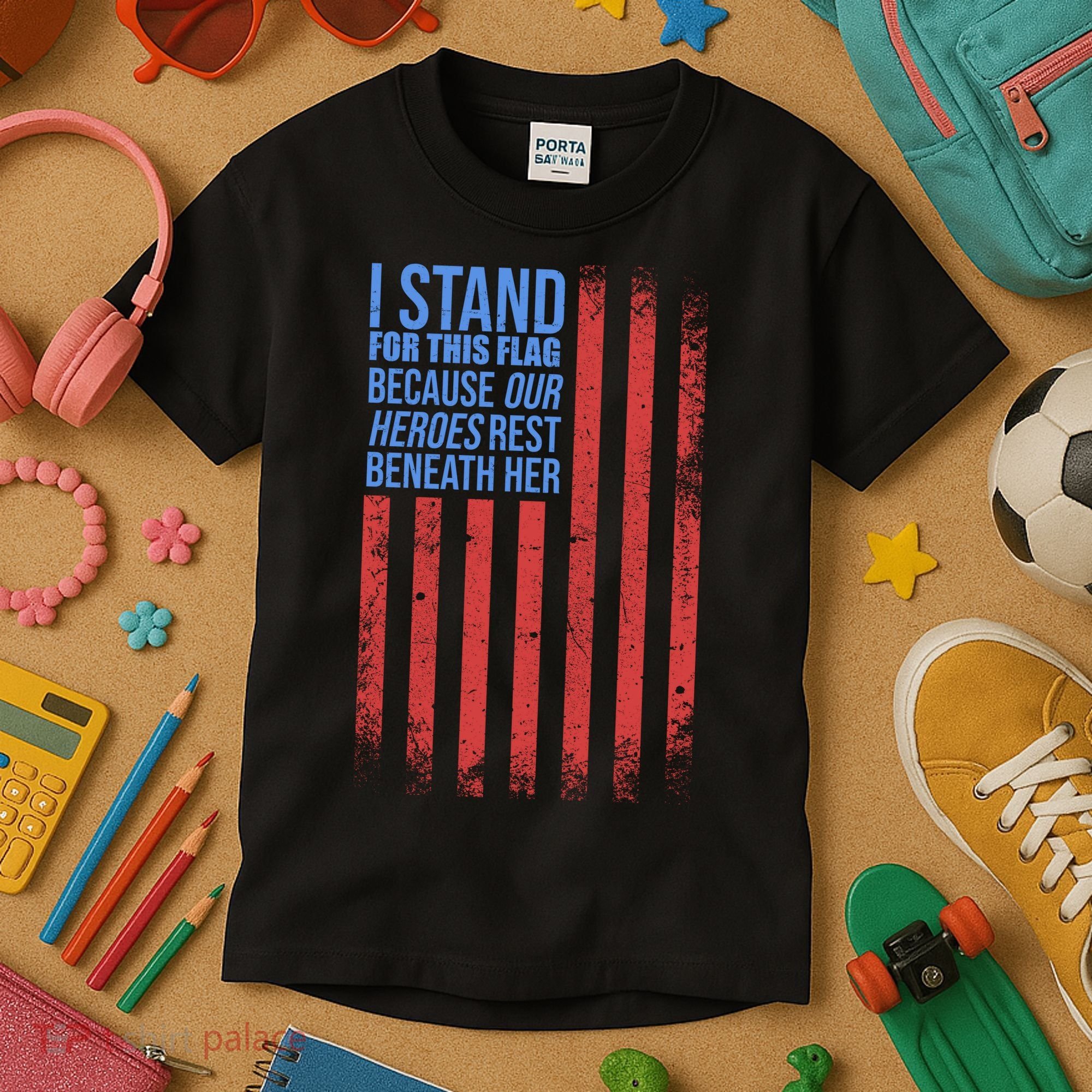 I stand for the flag because hero's lay beneath it. Kids T-Shirt