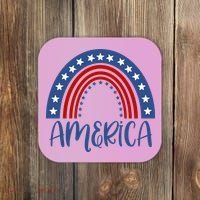 America 4th Of July Rainbow USA Coaster thumb 0