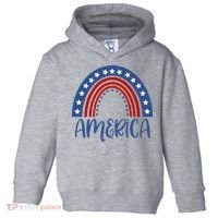 America 4th Of July Rainbow USA Toddler Hoodie thumb 0