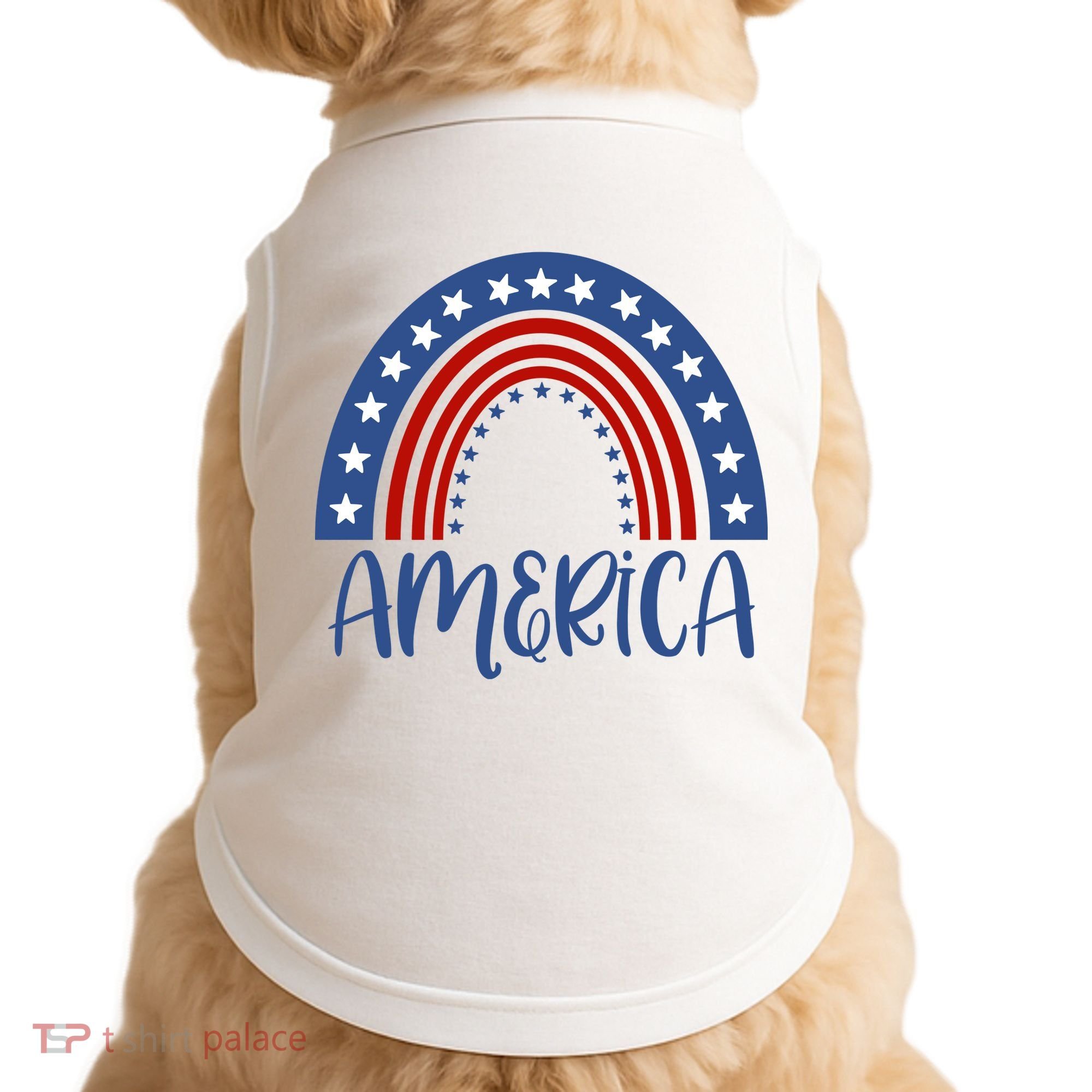 America 4th Of July Rainbow USA Doggie Tank