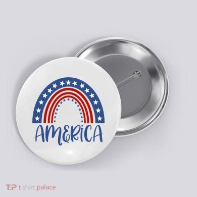 America 4th Of July Rainbow USA Button