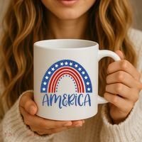 America 4th Of July Rainbow USA Coffee Mug thumb 3