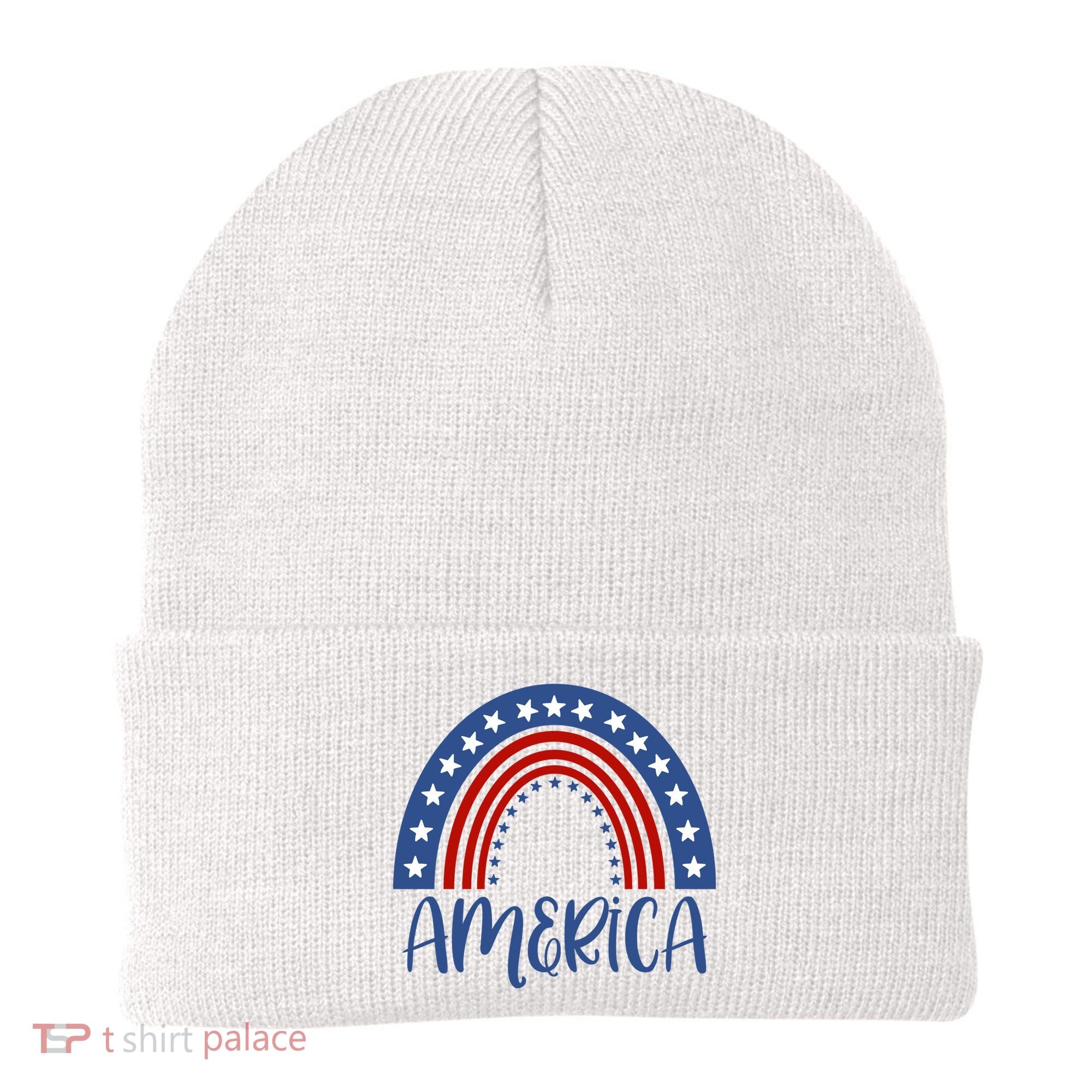 America 4th Of July Rainbow USA Beanie