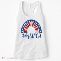 America 4th Of July Rainbow USA Women's Tank Top thumb 0