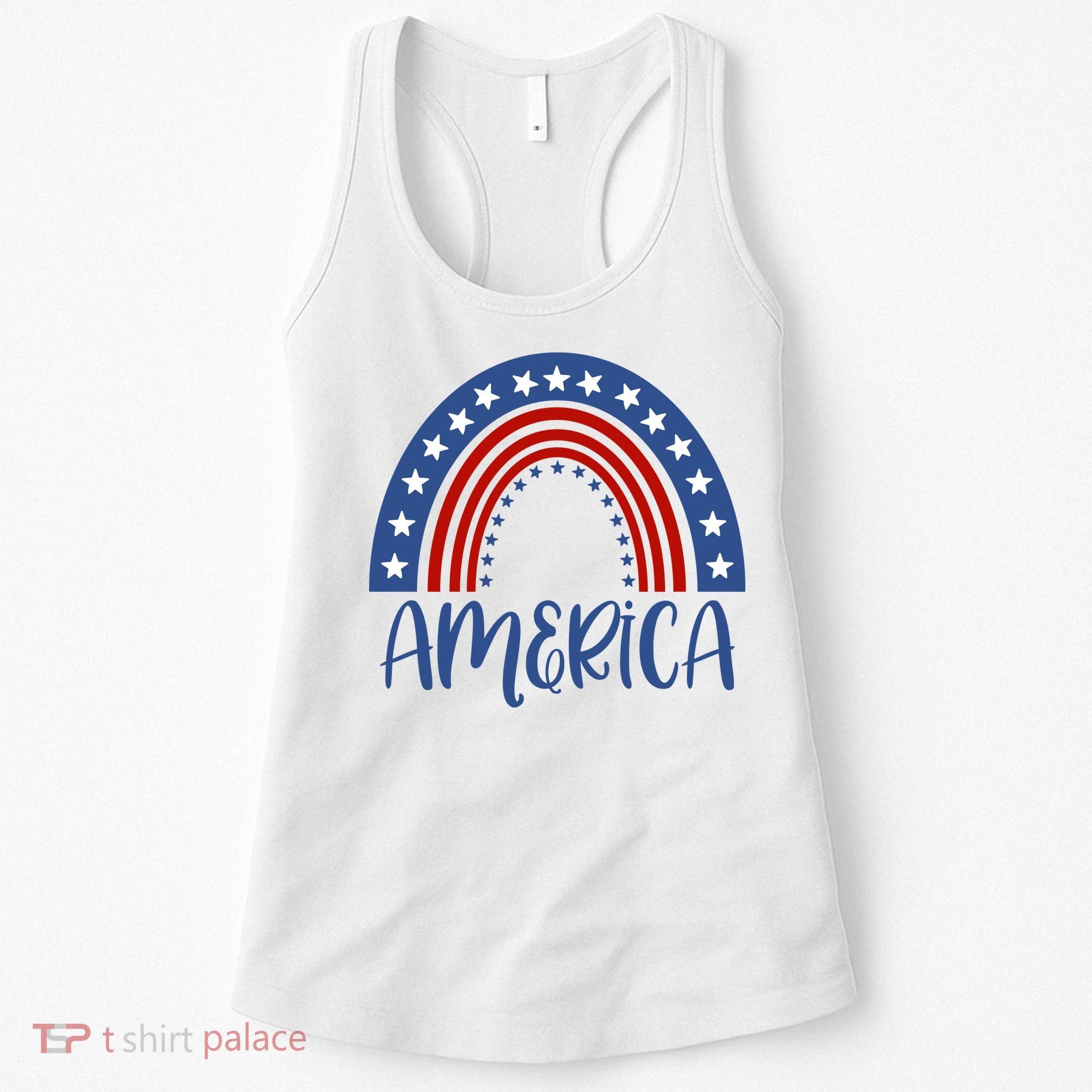 America 4th Of July Rainbow USA Women's Tank Top
