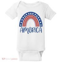 America 4th Of July Rainbow USA Baby Bodysuit thumb 0