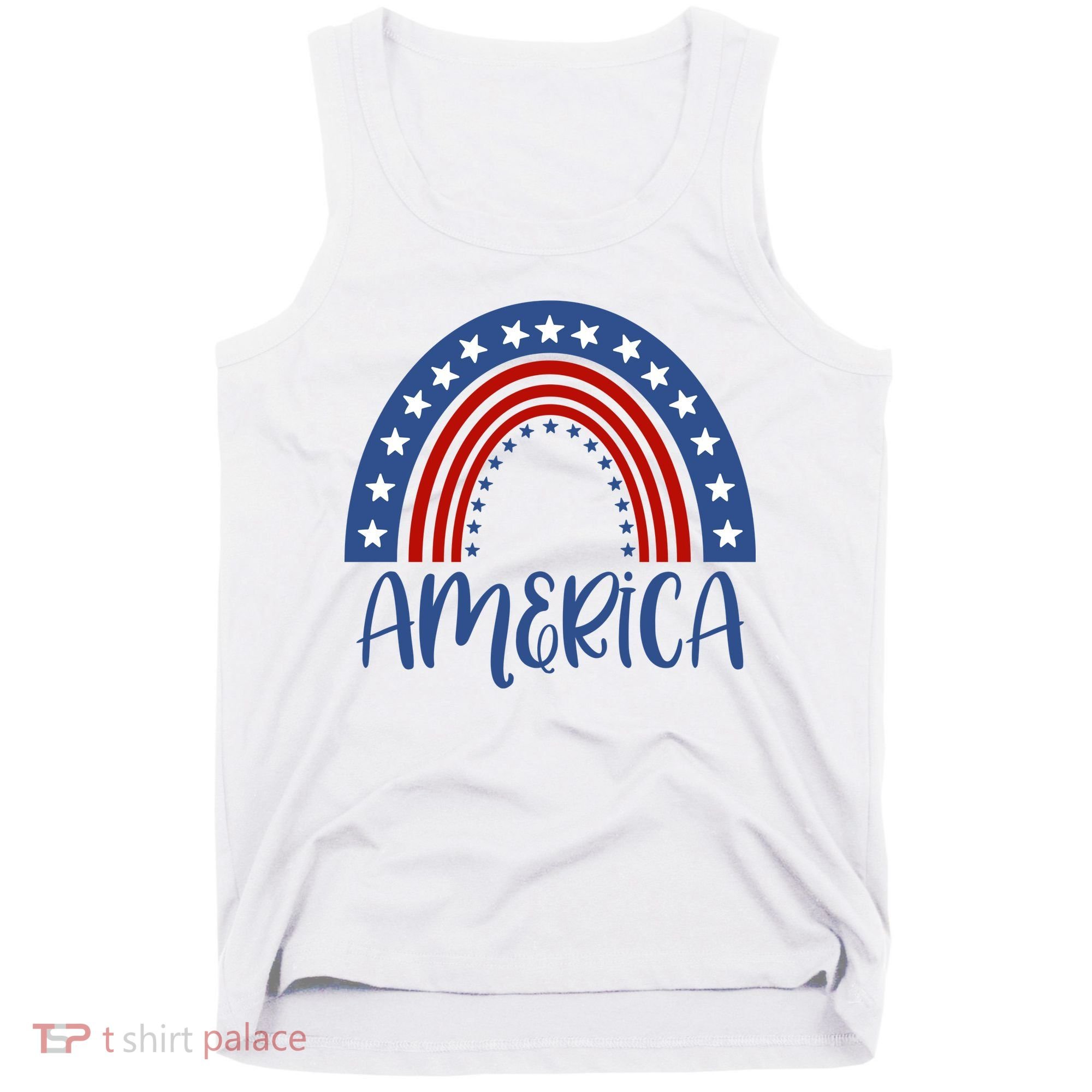 America 4th Of July Rainbow USA Tank Top