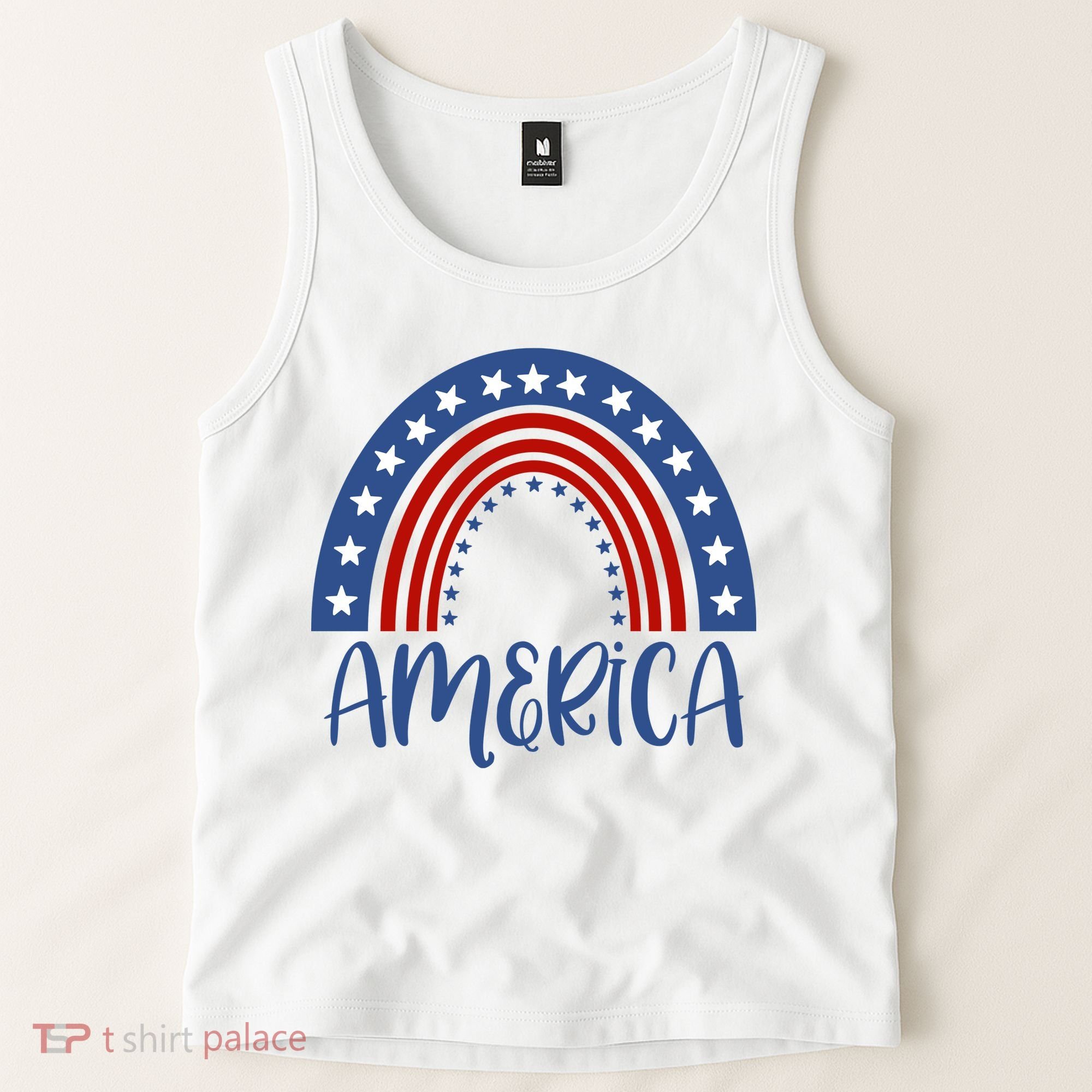 America 4th Of July Rainbow USA Tank Top