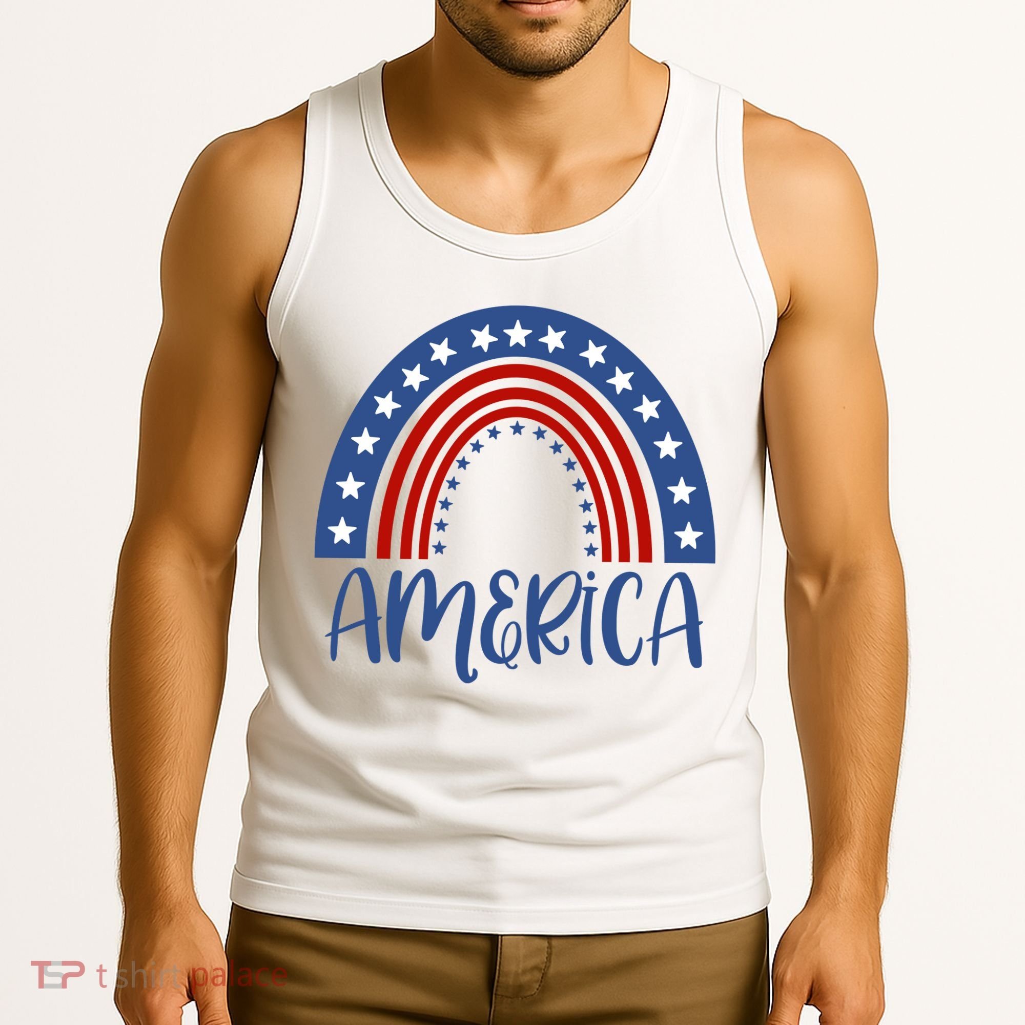 America 4th Of July Rainbow USA Tank Top