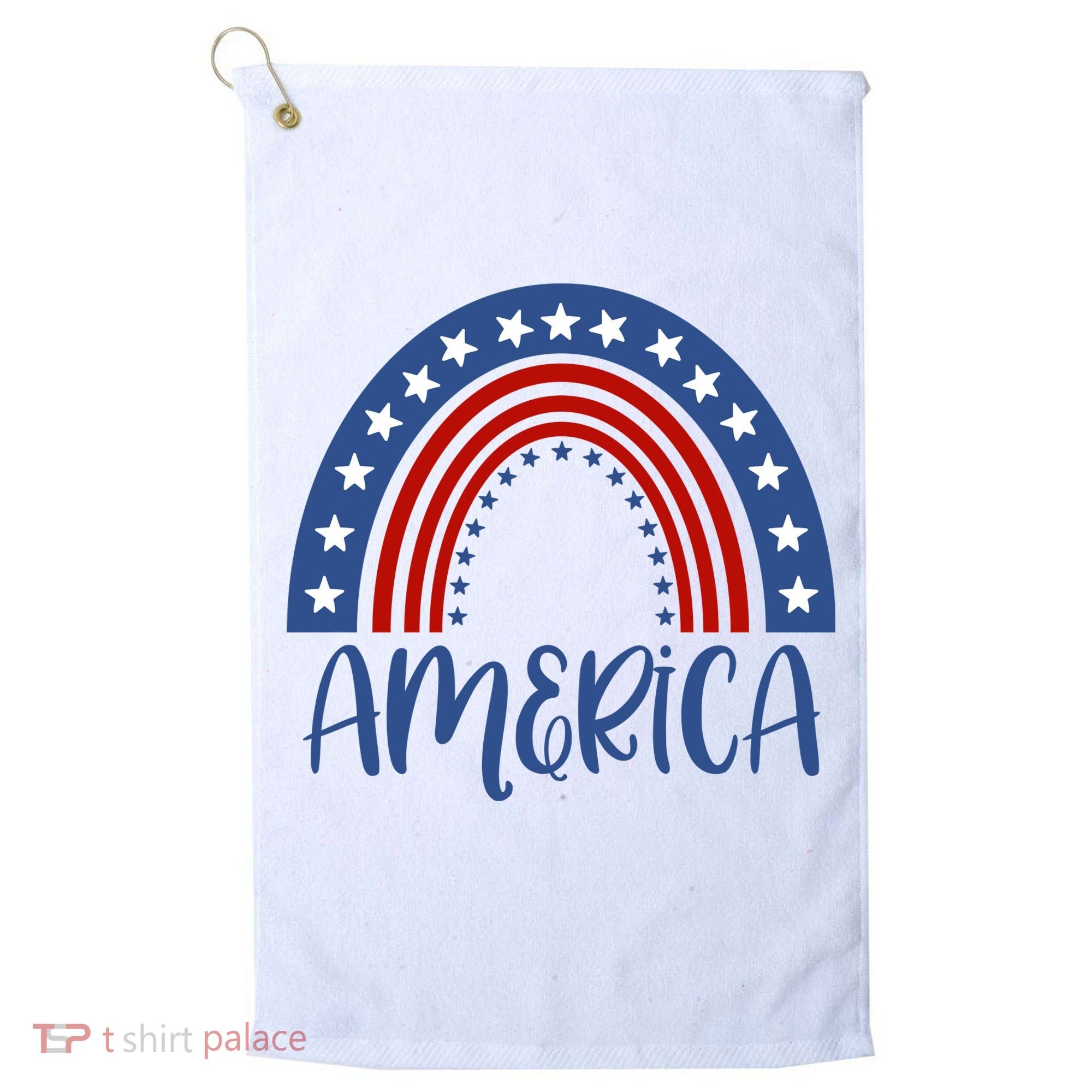 America 4th Of July Rainbow USA Golf Towel