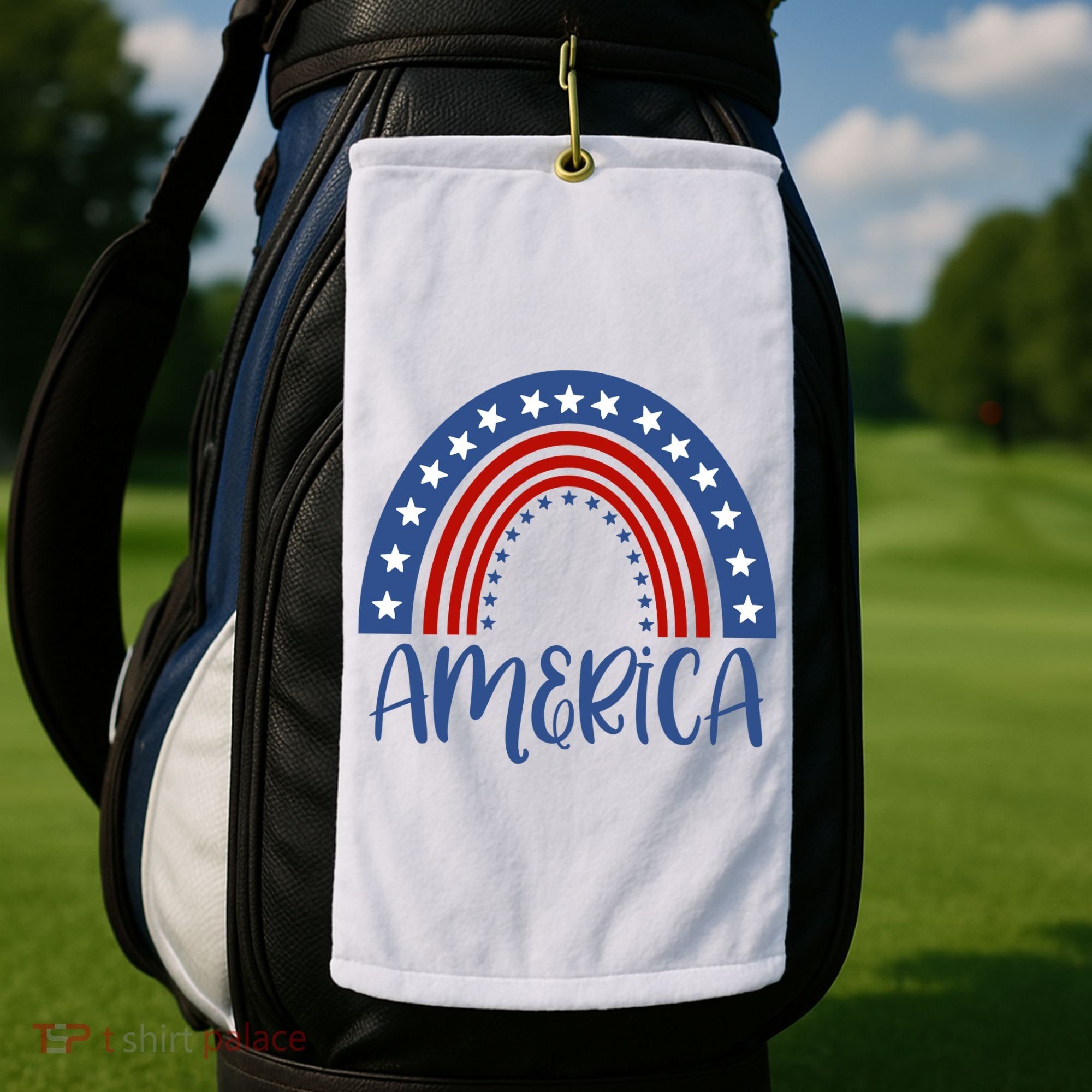 America 4th Of July Rainbow USA Golf Towel