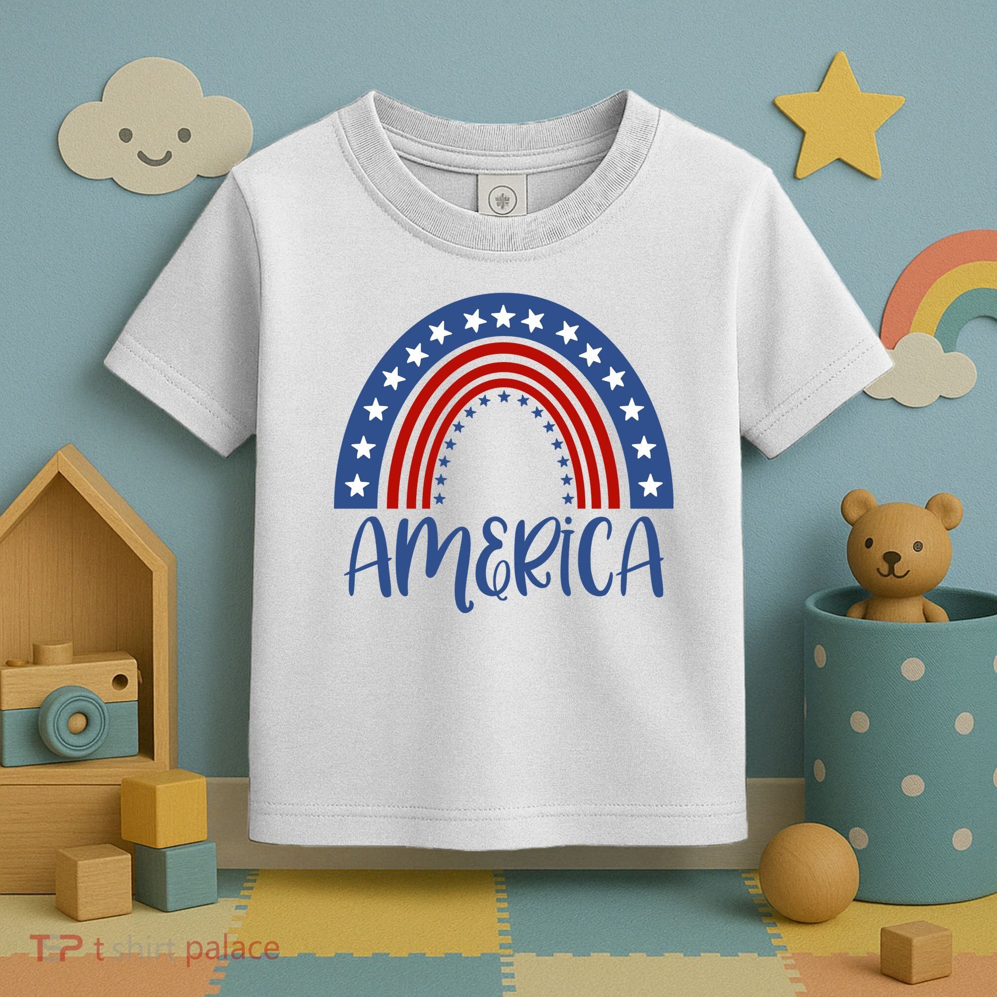 America 4th Of July Rainbow USA Toddler T-Shirt