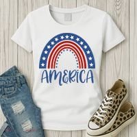 America 4th Of July Rainbow USA Women's T-Shirt thumb 3