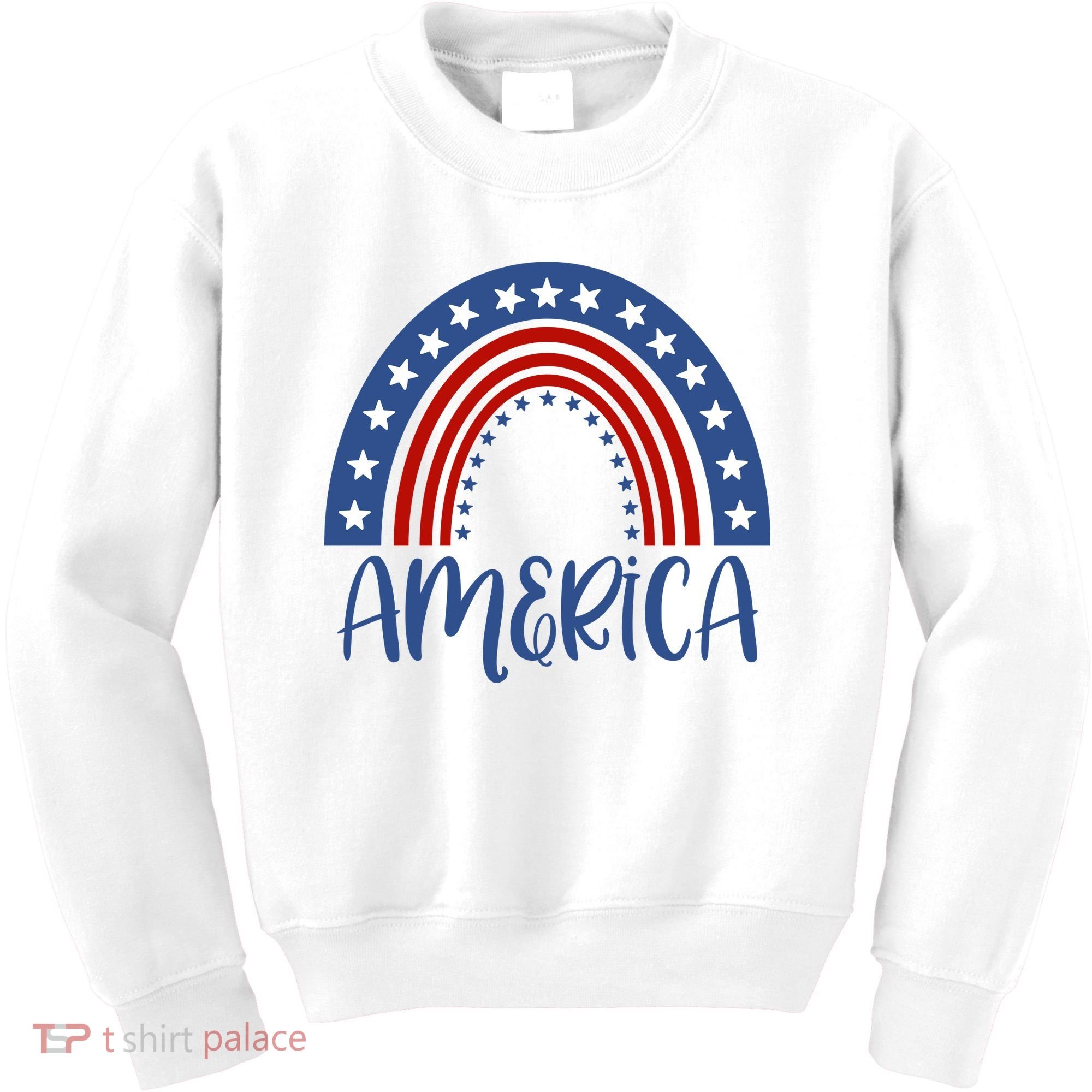 America 4th Of July Rainbow USA Kids Sweatshirt