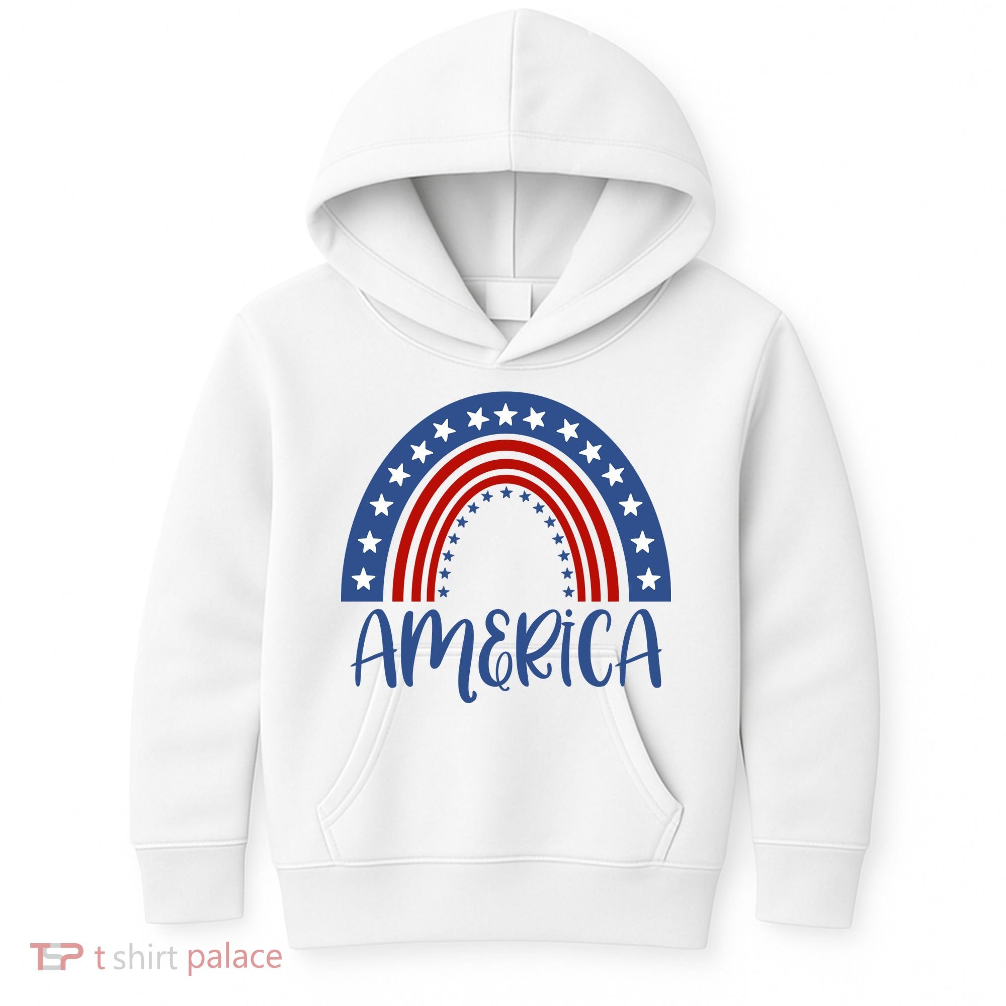 America 4th Of July Rainbow USA Kids Hoodie