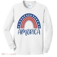 America 4th Of July Rainbow USA Kids Long Sleeve Shirt thumb 0