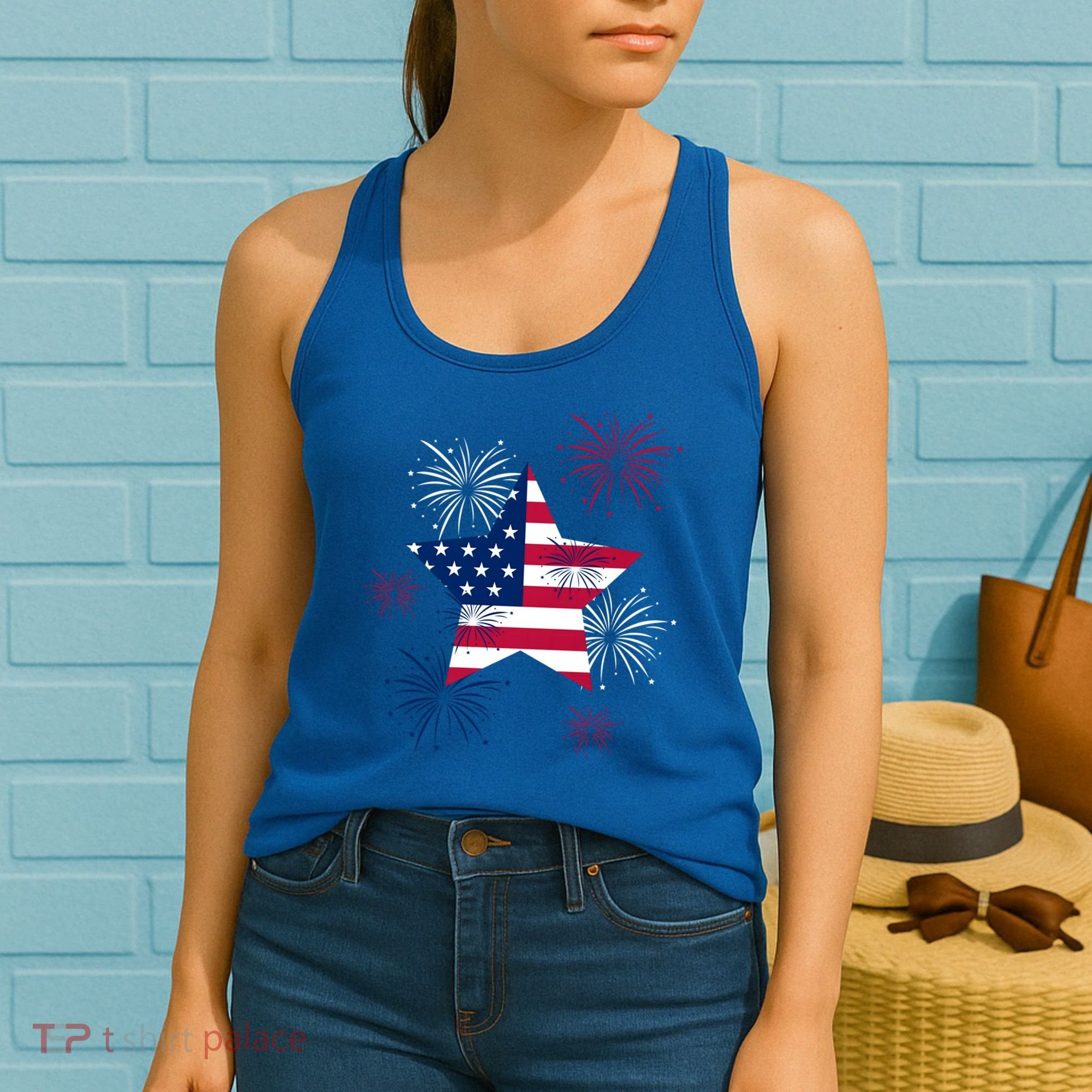 American 4th Of July Independence Day Fireworks Us Flag Great Gift Women's Tank Top
