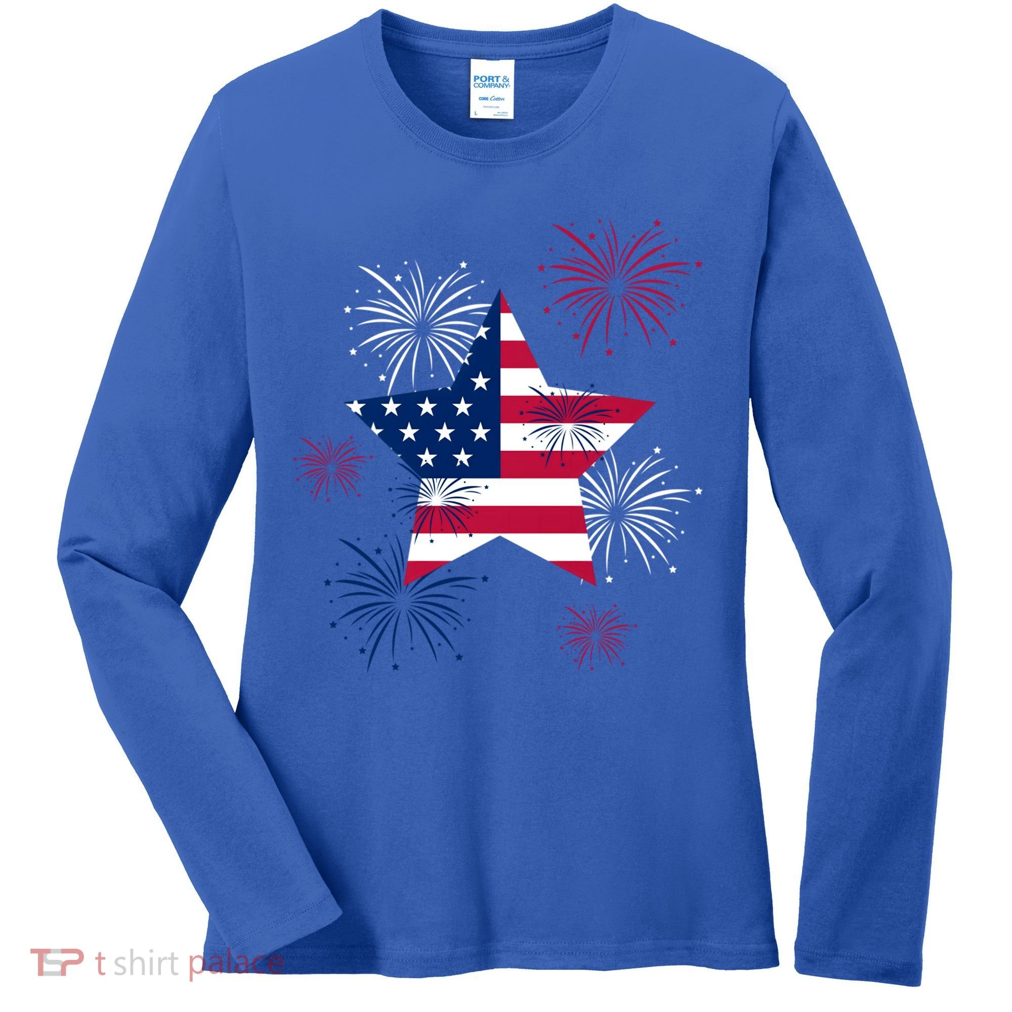 American 4th Of July Independence Day Fireworks Us Flag Great Gift Women's Long Sleeve Shirt