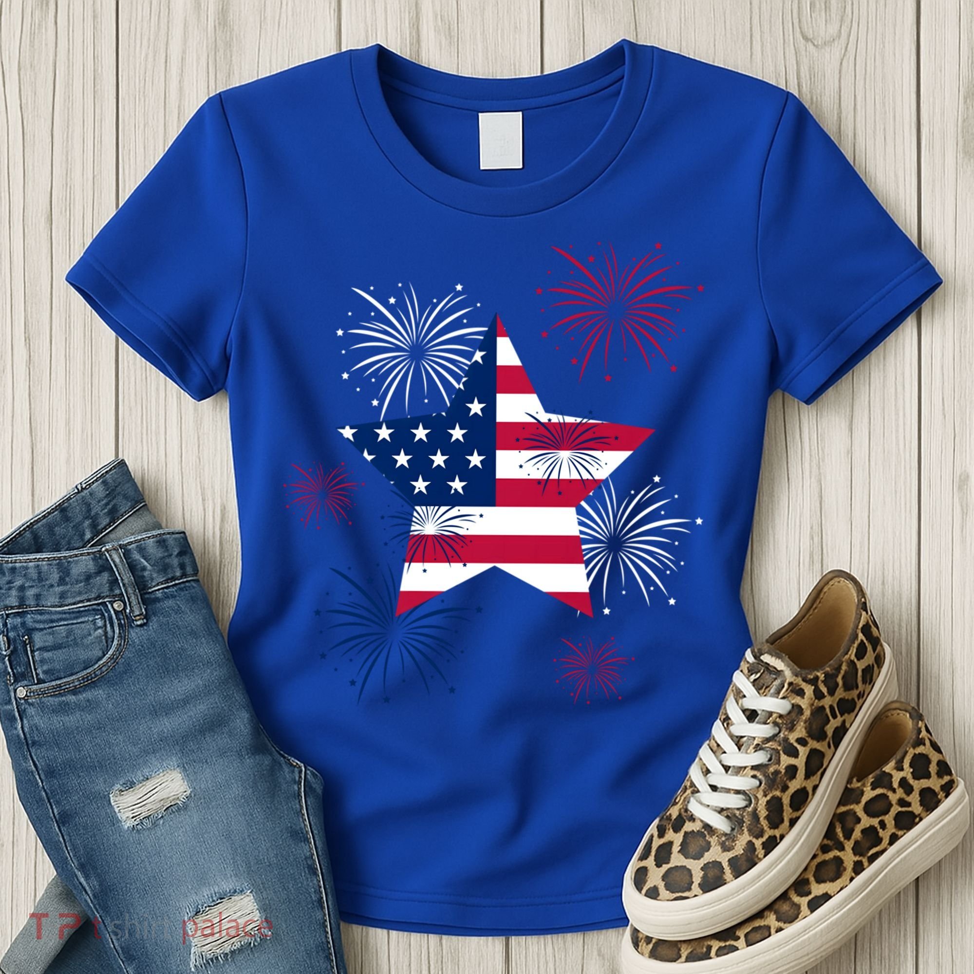 American 4th Of July Independence Day Fireworks Us Flag Great Gift Women's T-Shirt