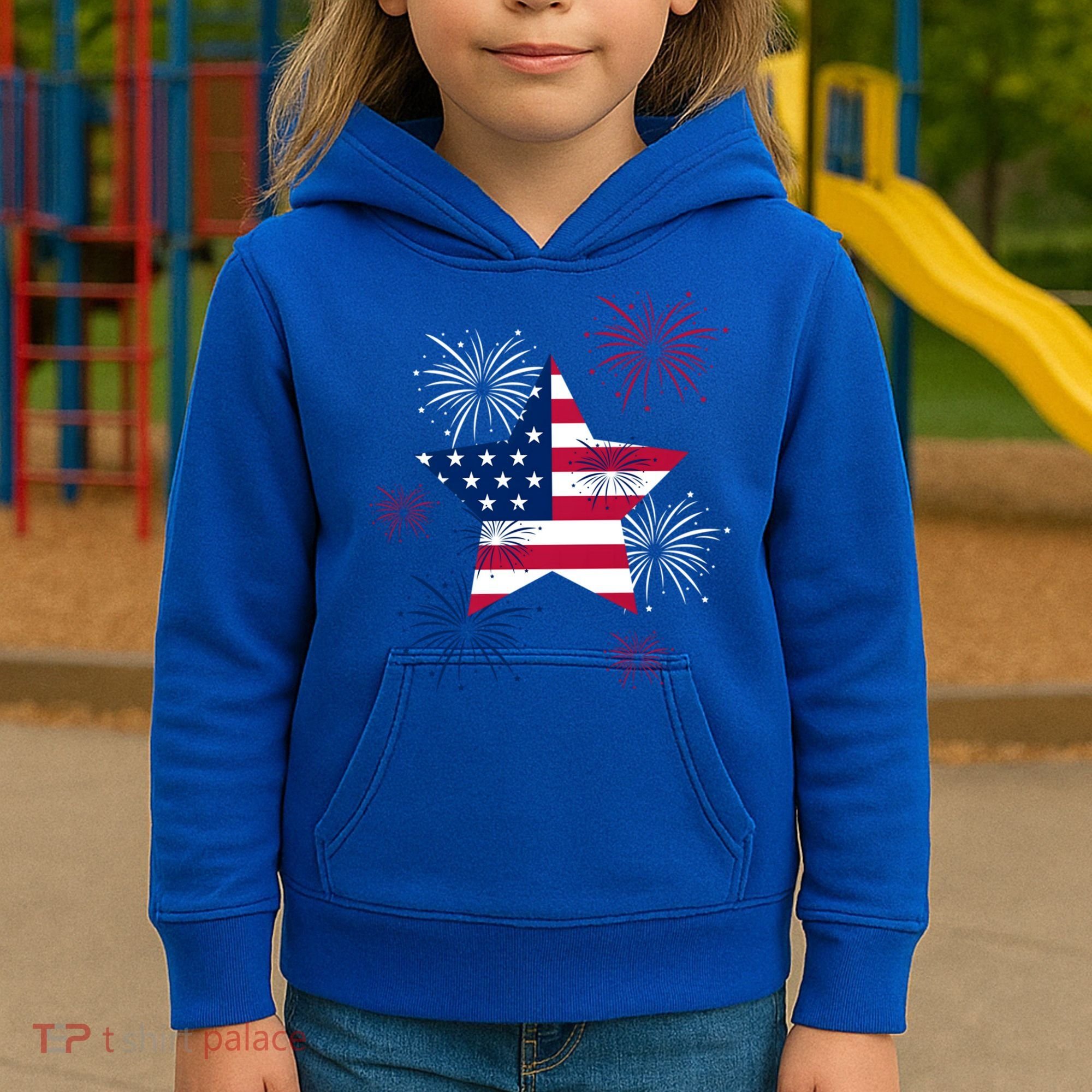 American 4th Of July Independence Day Fireworks Us Flag Great Gift Kids Hoodie