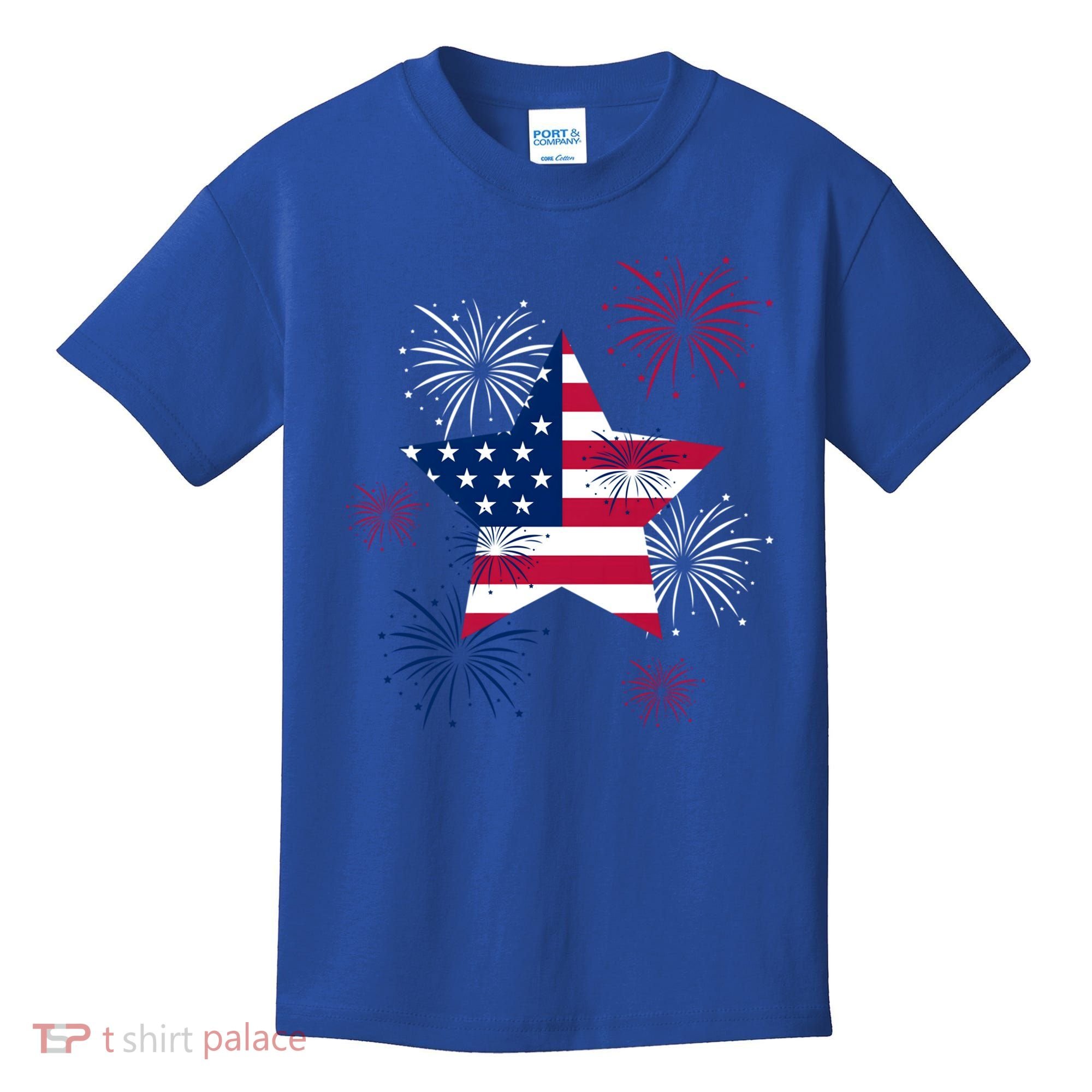 American 4th Of July Independence Day Fireworks Us Flag Great Gift Kids T-Shirt