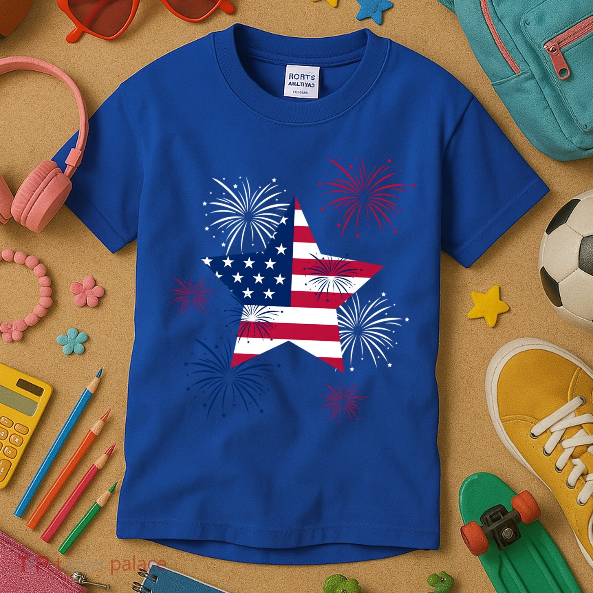 American 4th Of July Independence Day Fireworks Us Flag Great Gift Kids T-Shirt