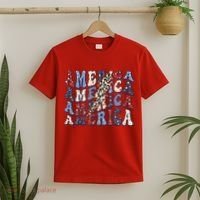 America 4th Of July Lightning Bolt Vintage Groovy T-Shirt thumb 2