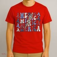 America 4th Of July Lightning Bolt Vintage Groovy T-Shirt thumb 3