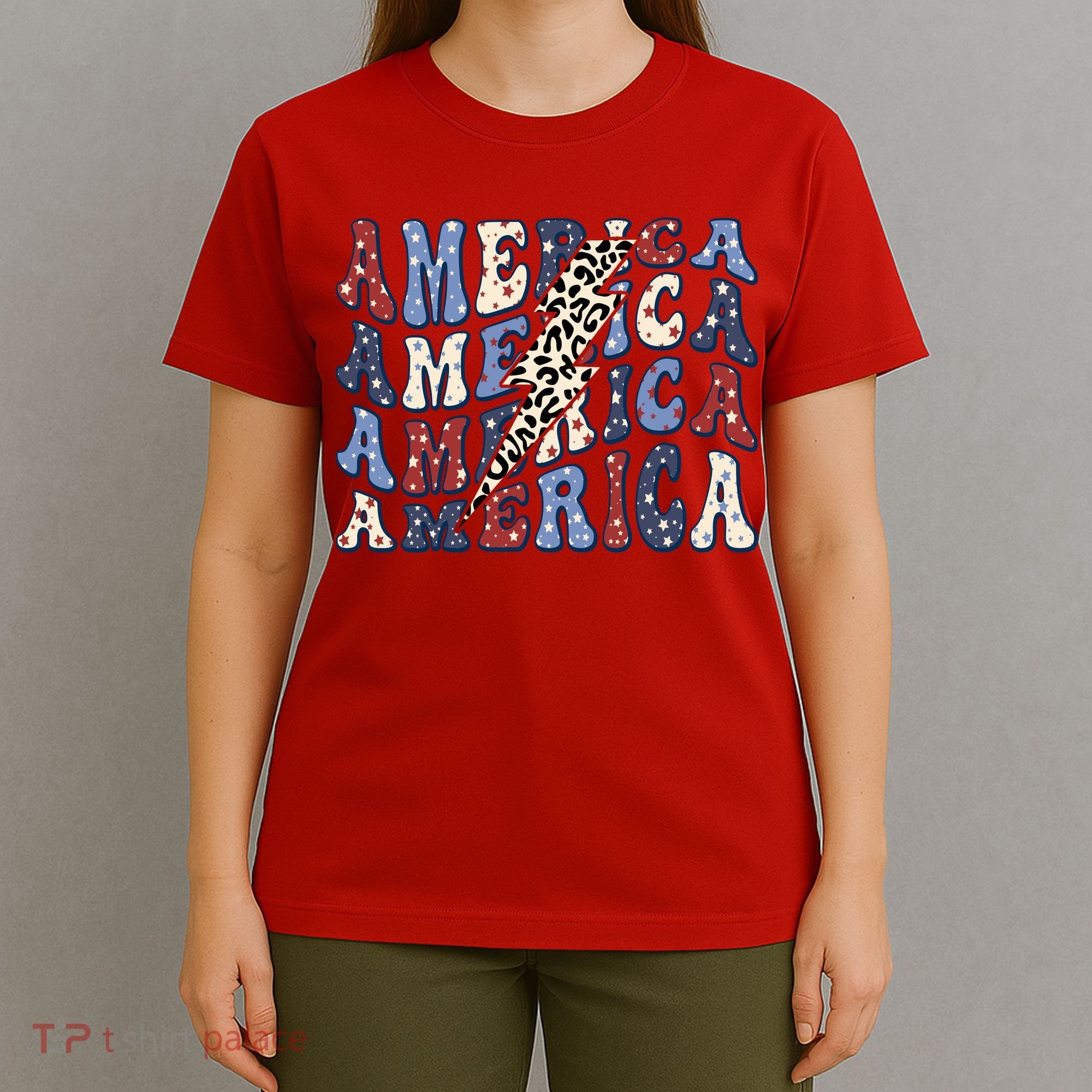 America 4th Of July Lightning Bolt Vintage Groovy T-Shirt