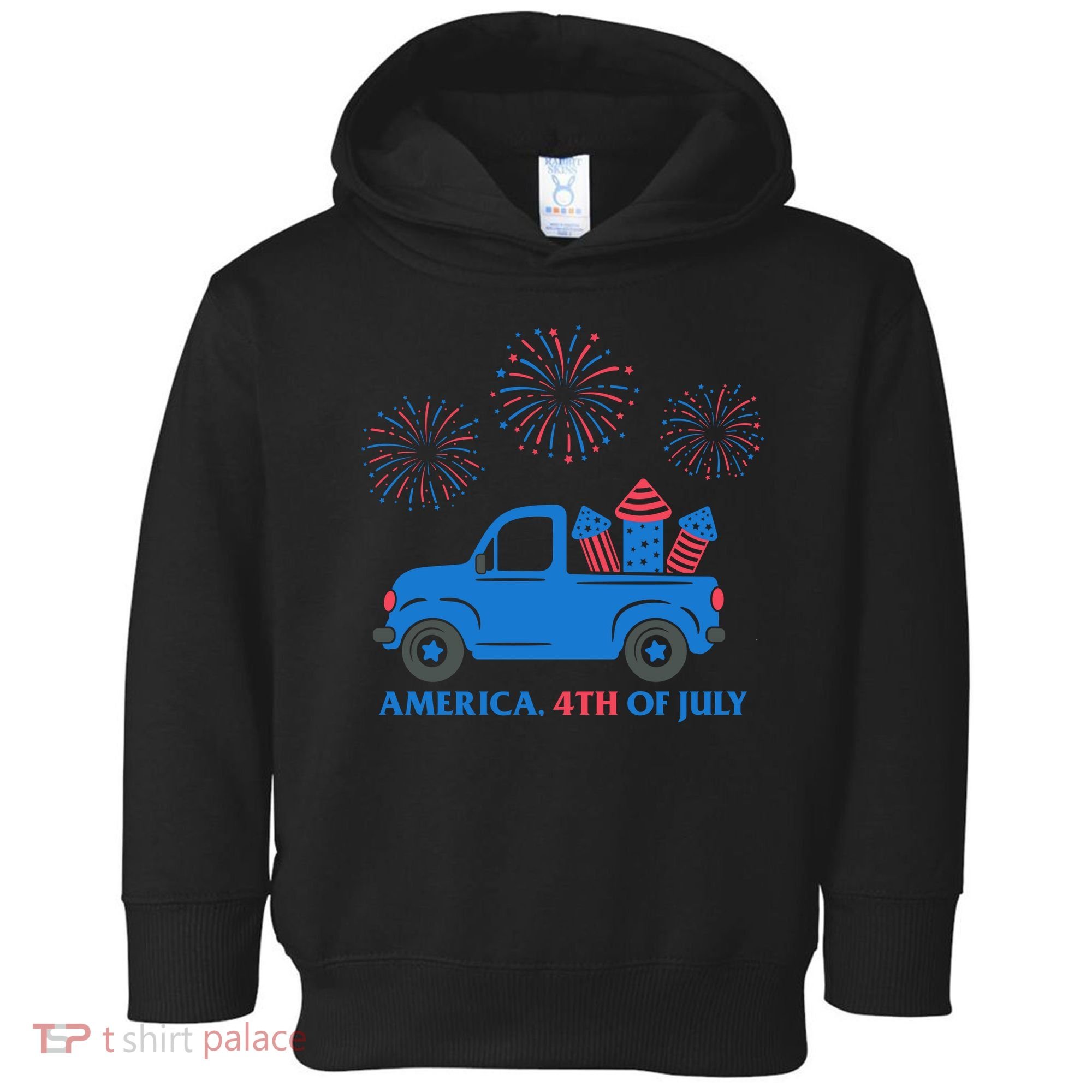 America 4th Of July Firework Truck Toddler Hoodie