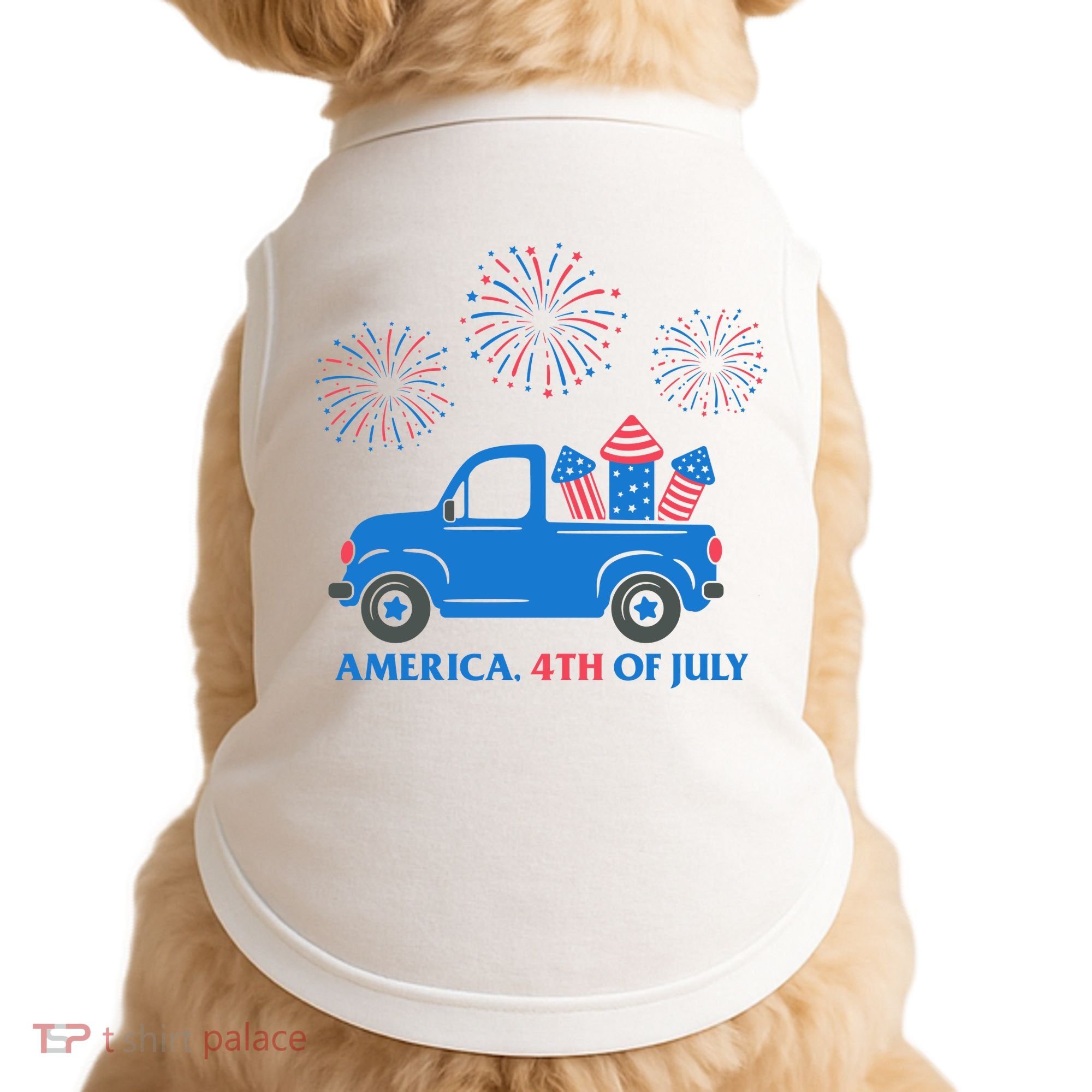 America 4th Of July Firework Truck Doggie Tank