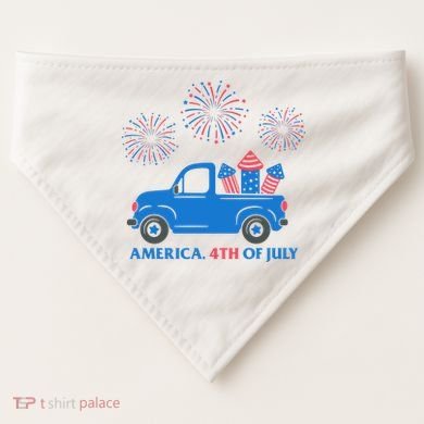 America 4th Of July Firework Truck USA-Made Doggie Bandana