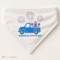 America 4th Of July Firework Truck USA-Made Doggie Bandana thumb 0