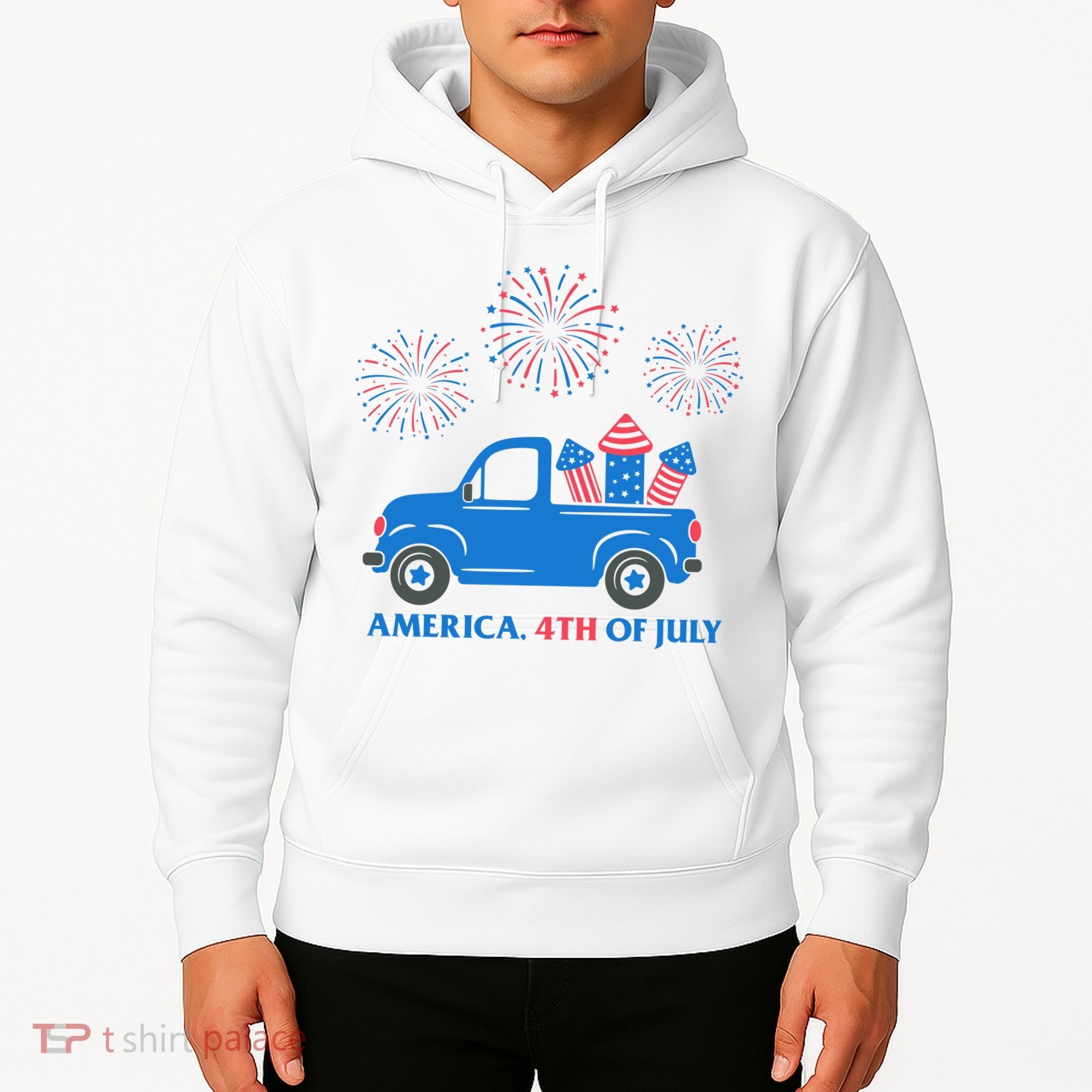 America 4th Of July Firework Truck Hoodie