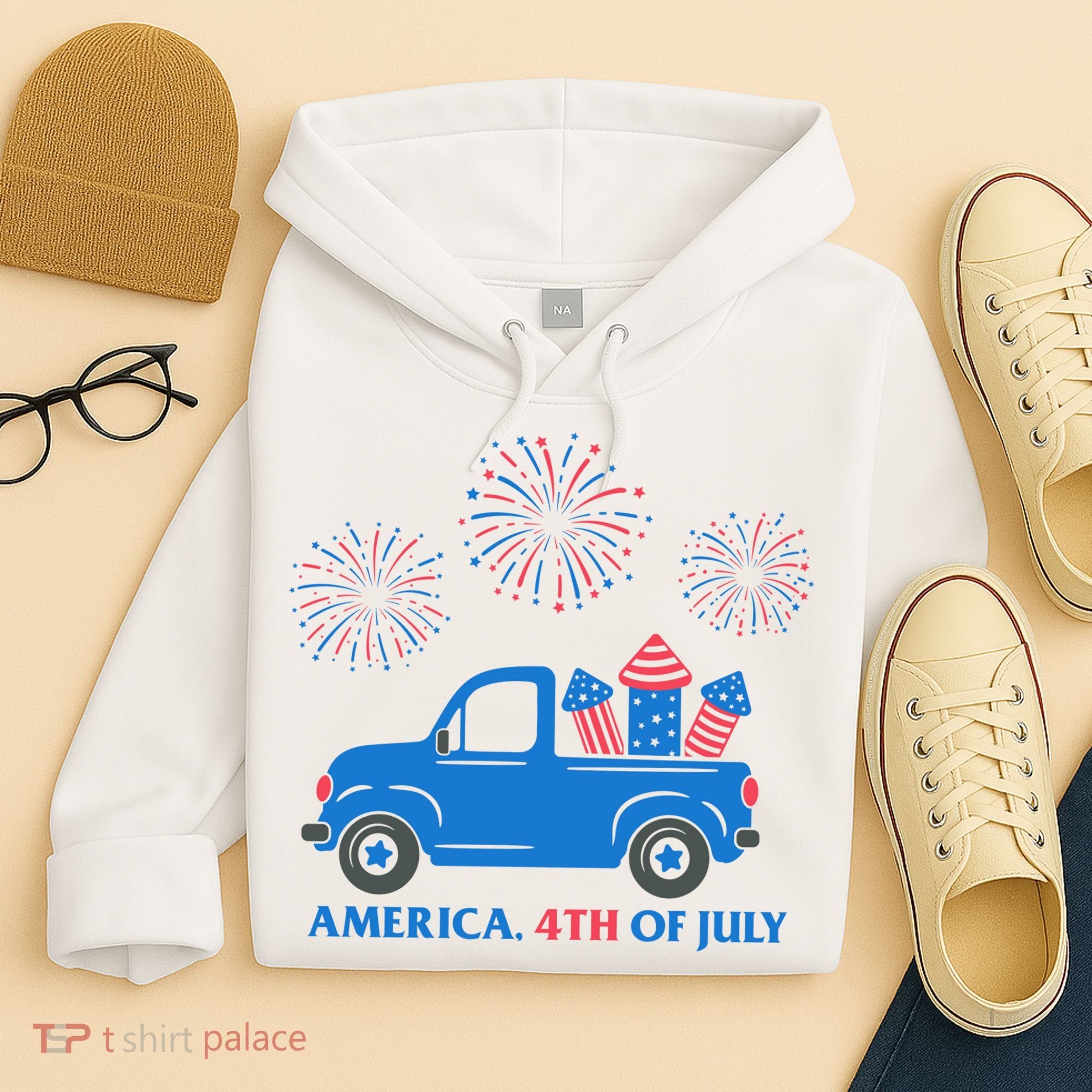 America 4th Of July Firework Truck Hoodie