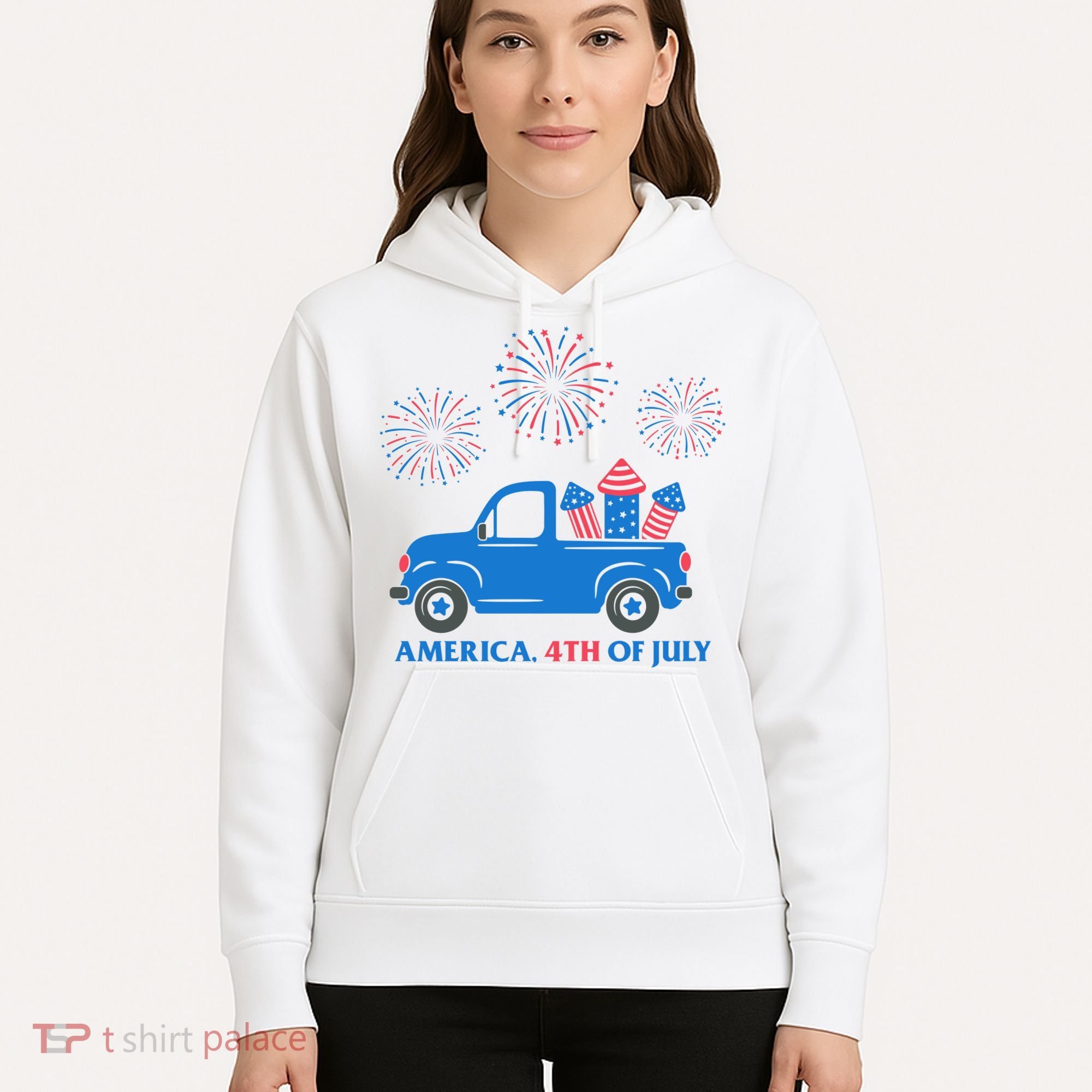 America 4th Of July Firework Truck Hoodie
