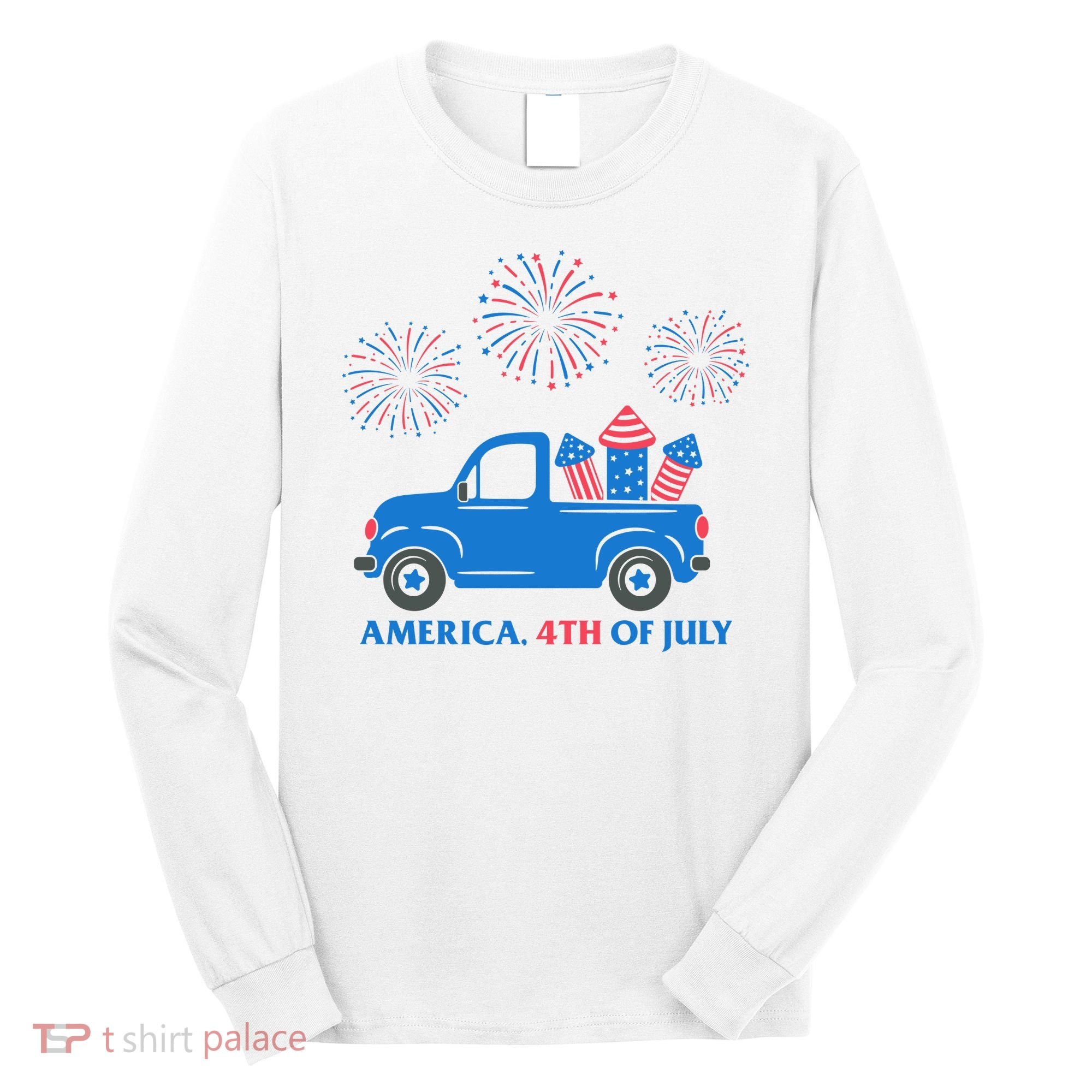 America 4th Of July Firework Truck Long Sleeve Shirt