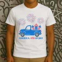America 4th Of July Firework Truck T-Shirt thumb 3